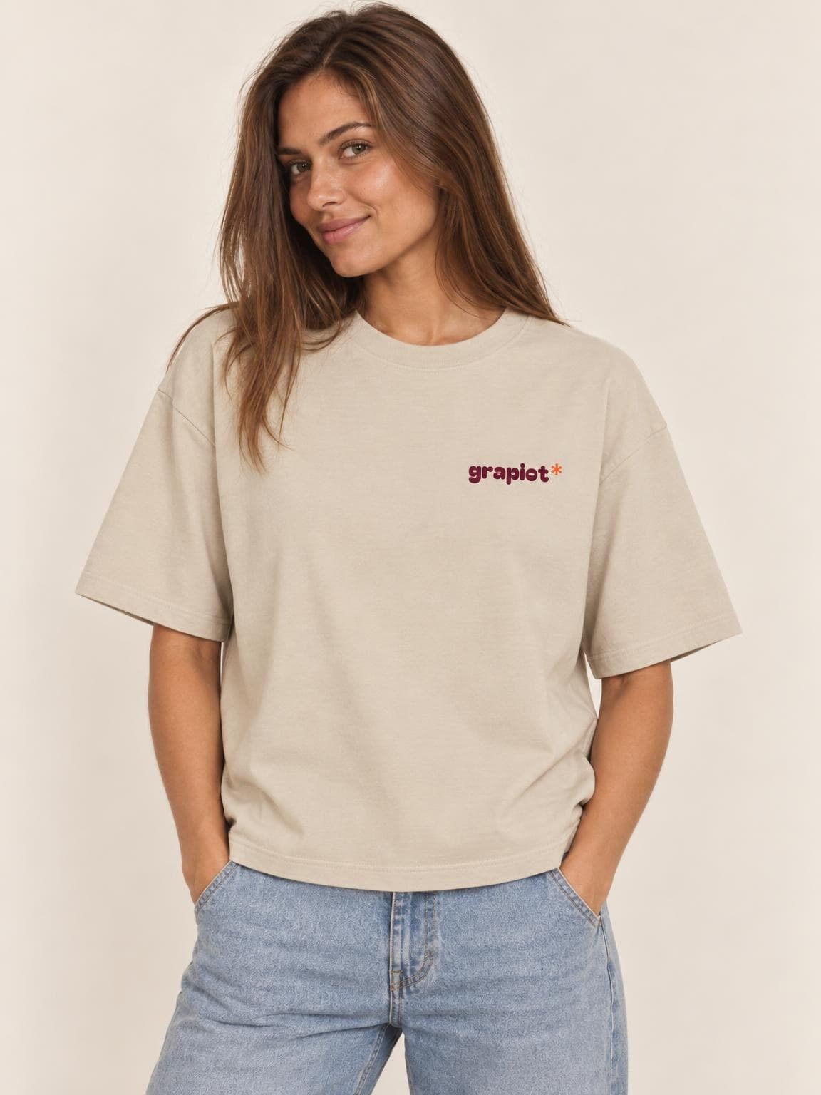 T-shirt vin Bon Vin Bon Vivre vu de face, petit logo grapiot