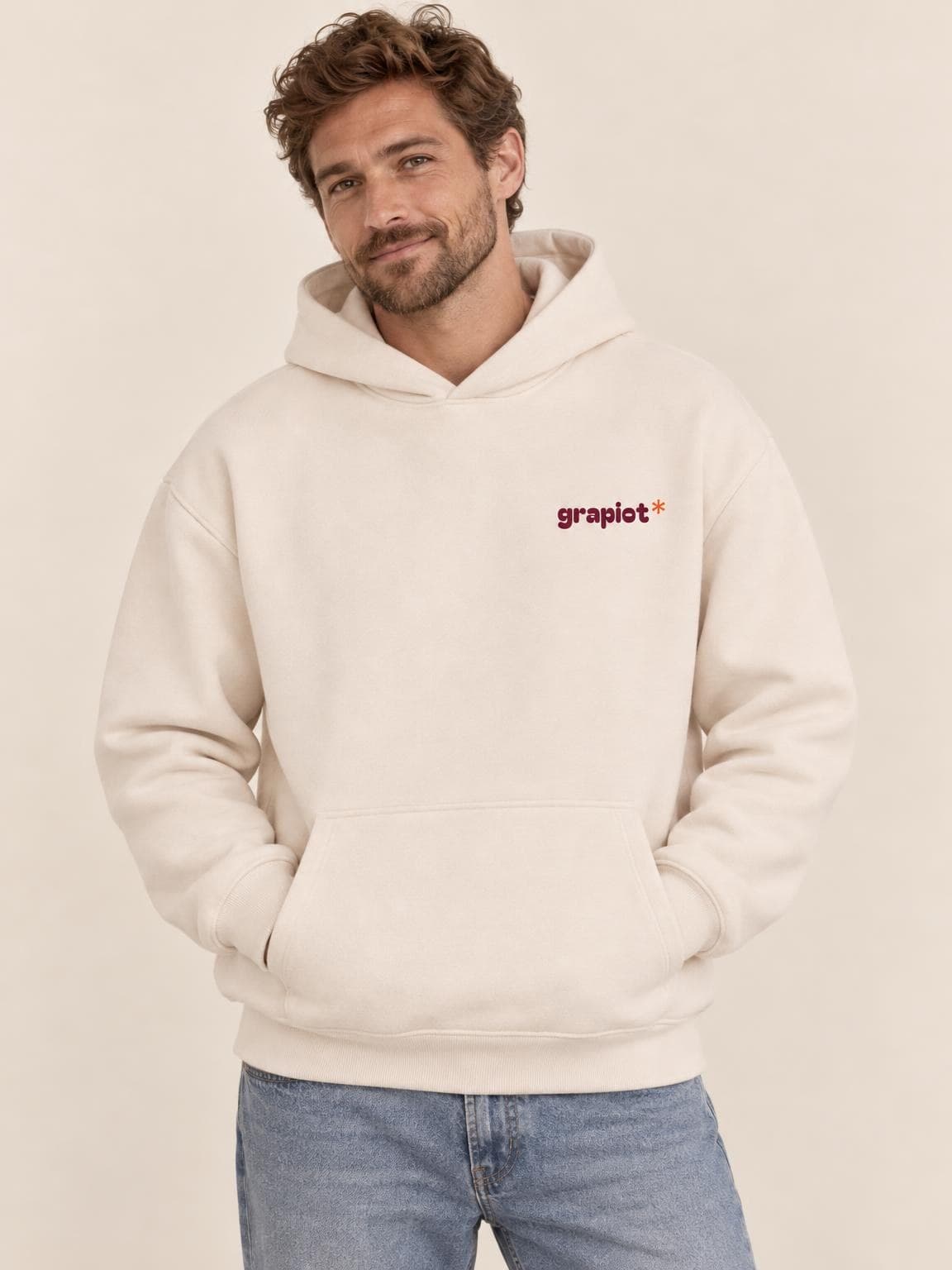 Hoodie vin Vin Libre vu de face, petit logo grapiot