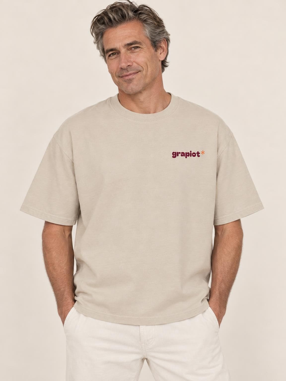 T-shirt vin Champagne vu de face, petit logo grapiot